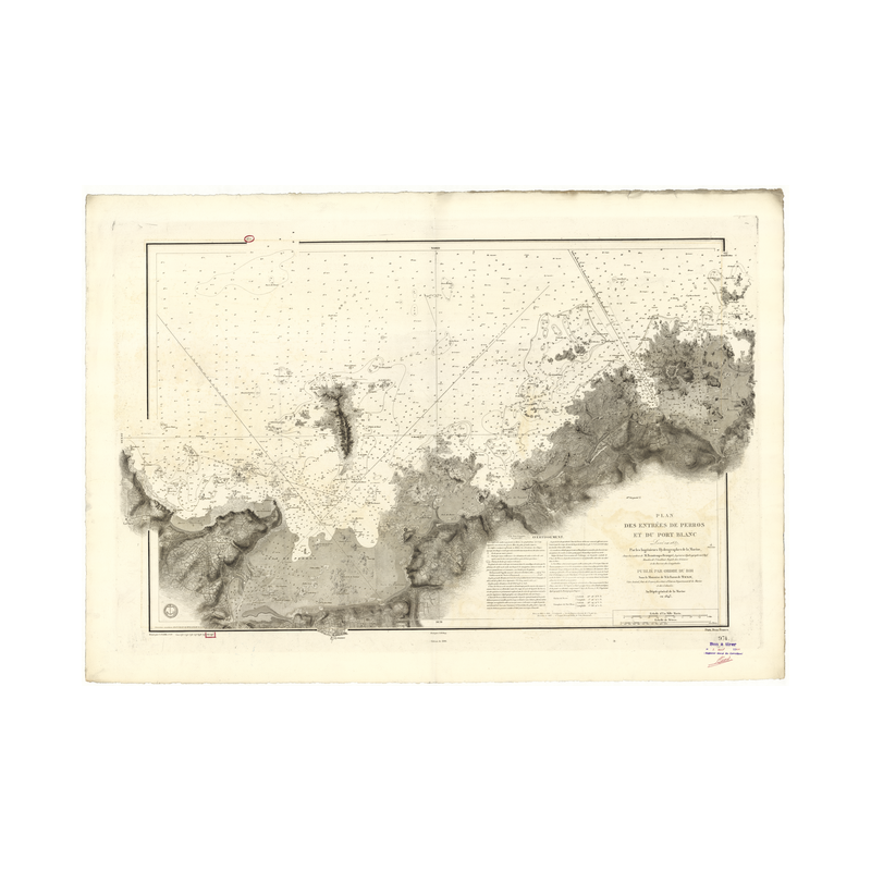 Carte marine ancienne - 974 - PORT BLANC, PERROS (Anse) - FRANCE (Côte Nord) - ATLANTIQUE, MANCHE - (1843 - 1995)