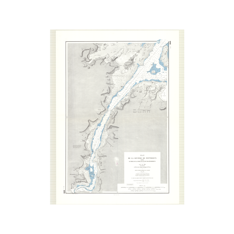 Reproduction of old nautical chart - 2845 - PONTRIEUX (Rivière), CROIX (Phare), LEZARDRIEUX - FRANCE (Côte Nord) - MANCHE - (187