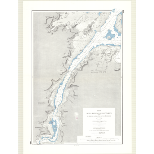 Reproduction carte marine ancienne Shom - 2845 - pONTRIEUX (Rivière), CROIX (Phare), LEZARDRIEUX - FRANCE (Côte Nord)