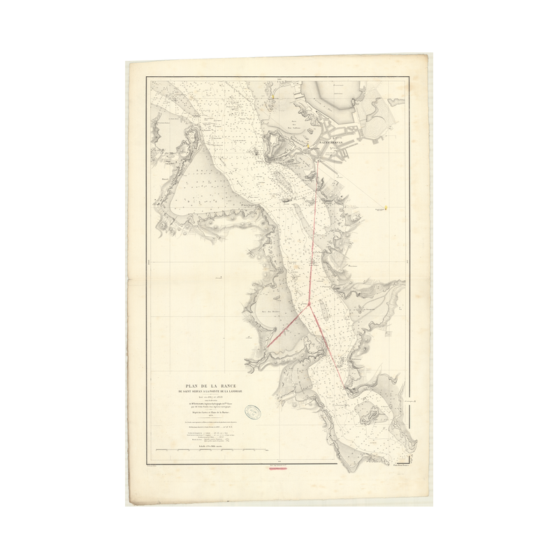 Reproduction carte marine ancienne Shom - 2870 - RANCE (Cours), SAINT-SERVAN (Port), SAINT SERVAN, LANDRAIE (Pointe) - F