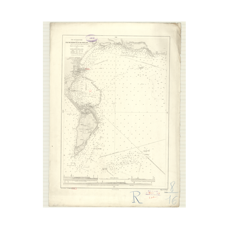 Reproduction carte marine ancienne Shom - 3136 - WEYMOUTH (Port), pORTLAND (Port) - Angleterre (Côte Sud) - Atlantique,