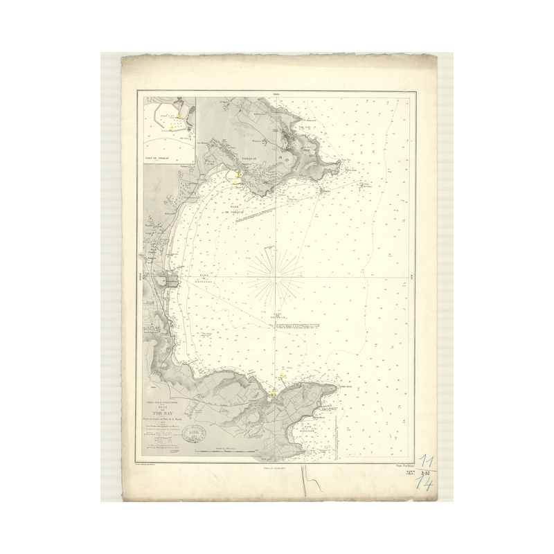 Reproduction carte marine ancienne Shom - 3137 - TOR BAY - Angleterre (Côte Sud) - Atlantique,MANCHE - (1872 - 1910)