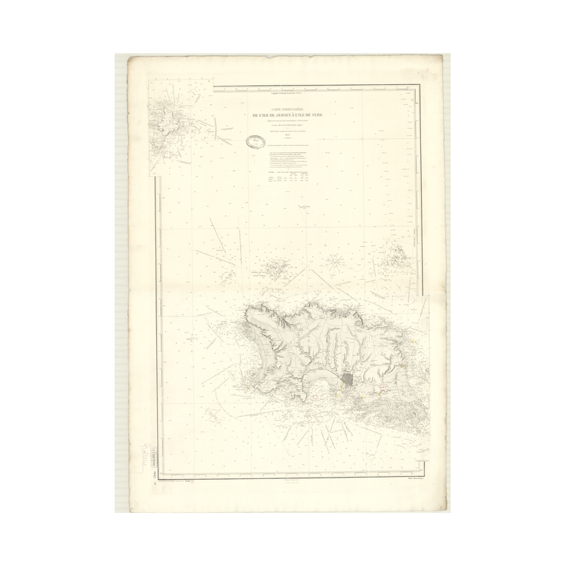 Reproduction carte marine ancienne Shom - 3142 - JERSEY (île), SERK (île) - Atlantique,MANCHE - (1872 - ?)