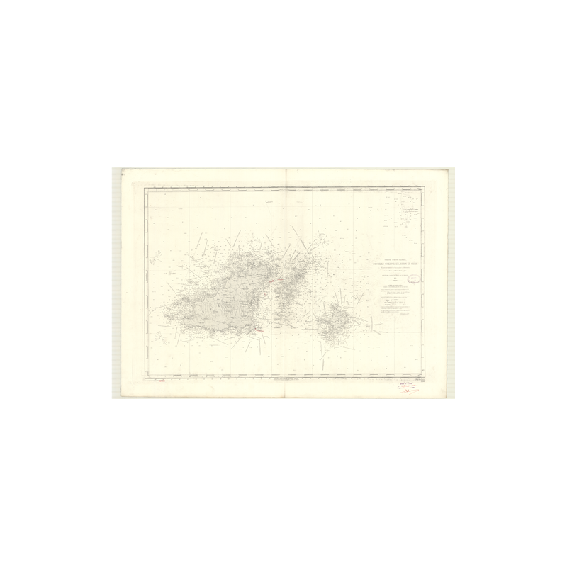 Reproduction carte marine ancienne Shom - 3155 - GUERNESEY (île), HERM (île), SERK (île) - Atlantique,MANCHE - (1872