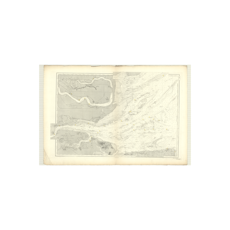 Reproduction carte marine ancienne Shom - 3401 - TAMISE (Cours), NORTHFORELAND, LONDRES - Angleterre (Côte Est) - ATLAN