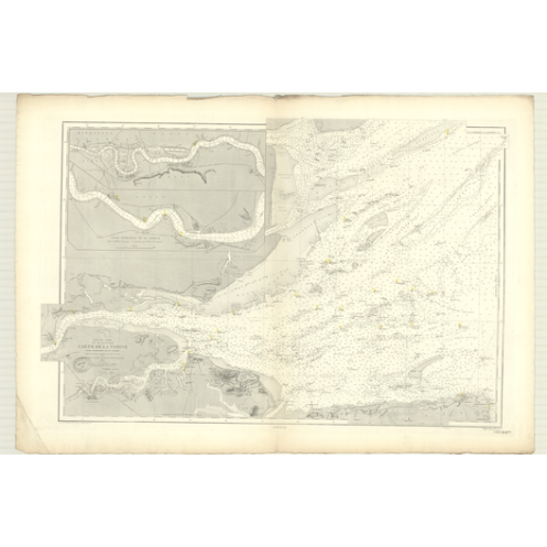 Reproduction carte marine ancienne Shom - 3401 - TAMISE (Cours), NORTHFORELAND, LONDRES - Angleterre (Côte Est) - ATLAN