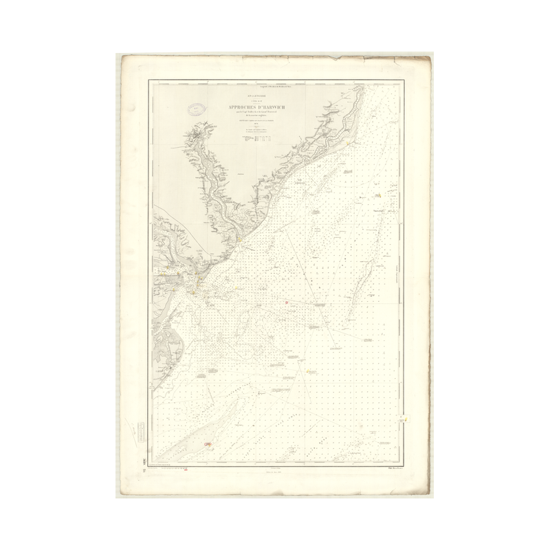 Reproduction carte marine ancienne Shom - 3619 - HARWICH (Abords) - Angleterre (Côte Est) - Atlantique,NORD (Mer) - (18