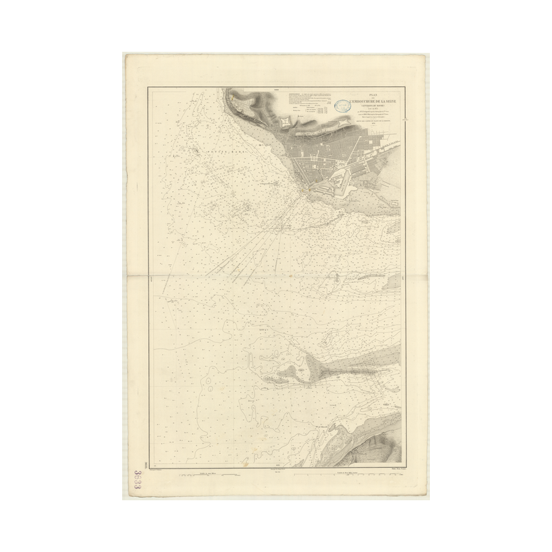 Reproduction carte marine ancienne - 3633 - SEINE (Baie), SEINE (Embouchure), HAVRE (Abords) - FRANCE (Côte Ouest) - MANCHE - (1