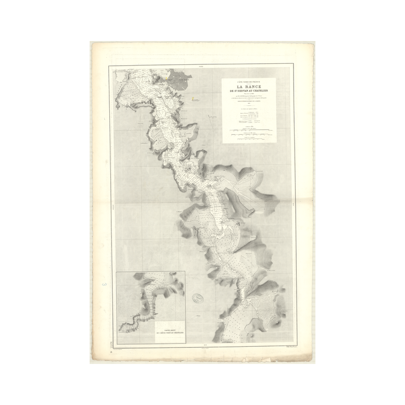 Reproduction carte marine ancienne Shom - 4233 - RANCE (Cours), SAINT SERVAN, CHATELIER - FRANCE (Côte Nord) - ATLANTIQ