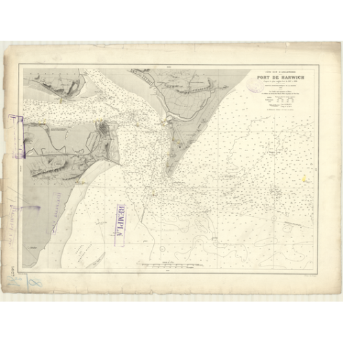Reproduction carte marine ancienne Shom - 5027 - HARWICH (Port) - Angleterre (Côte Est) - Atlantique,NORD (Mer) - (1898