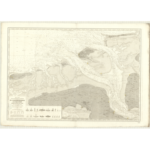Reproduction carte marine ancienne Shom - 5031 - EMS (Embouchure), SCHIERMONNIKOOG, JUIST (île) - HOLLANDE,Allemagne -