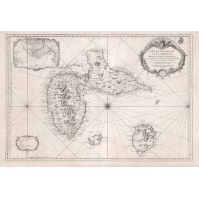 Carte marine ancienne de la Guadeloupe en 1759