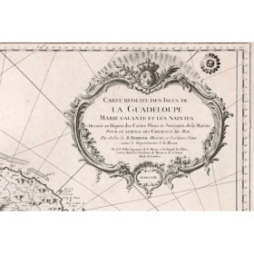 Carte marine ancienne de la Guadeloupe en 1759