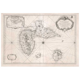 Carte marine ancienne de la Guadeloupe en 1759