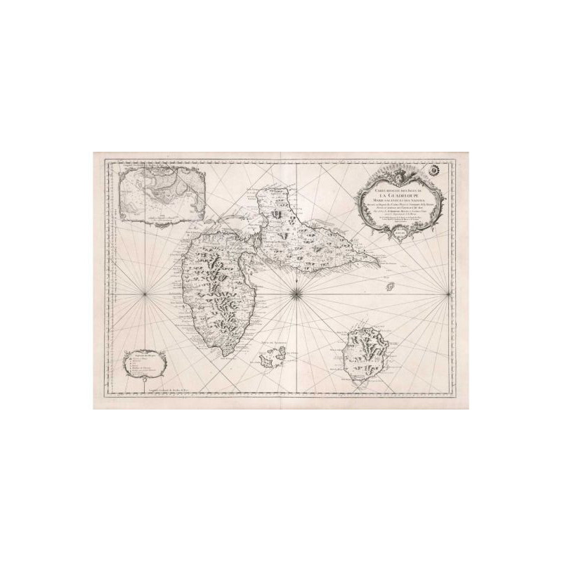 Carte Gravée De La Guadeloupe - Originale Sur Acier, 1866 - Dimensions 38x53 Cm