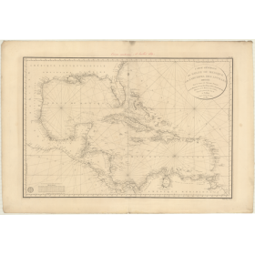 Carte marine ancienne - 344 - Atlantique, MEXIQUE (Golfe), ANTILLES (Mer) - (1807 - 1837)