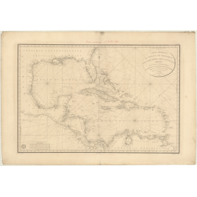 Reproduction carte marine ancienne - 344 - ATLANTIQUE, MEXIQUE (Golfe), ANTILLES (Mer) - (1807 - 1837)