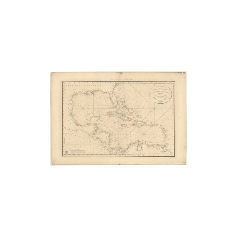 Reproduction carte marine ancienne Shom - 344 - Atlantique,MEXIQUE (Golfe),ANTILLES (Mer) - (1807 - 1837)