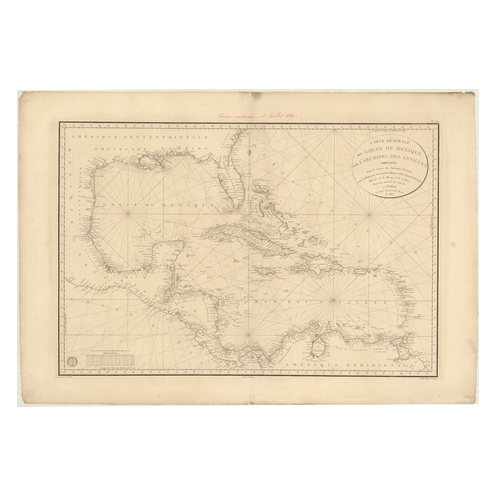 Reproduction carte marine ancienne Shom - 344 - Atlantique,MEXIQUE (Golfe),ANTILLES (Mer) - (1807 - 1837)