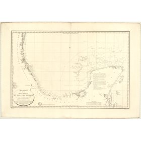 Reproduction carte marine ancienne Shom - 347 - LAGUNA MADRE, CATOCHE (Cap) - Atlantique,MEXIQUE (Golfe) - (1826 - 1837)