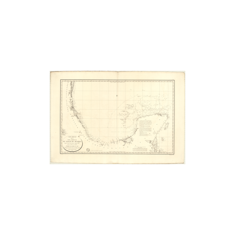 Reproduction carte marine ancienne Shom - 347 - LAGUNA MADRE, CATOCHE (Cap) - Atlantique,MEXIQUE (Golfe) - (1826 - 1837)