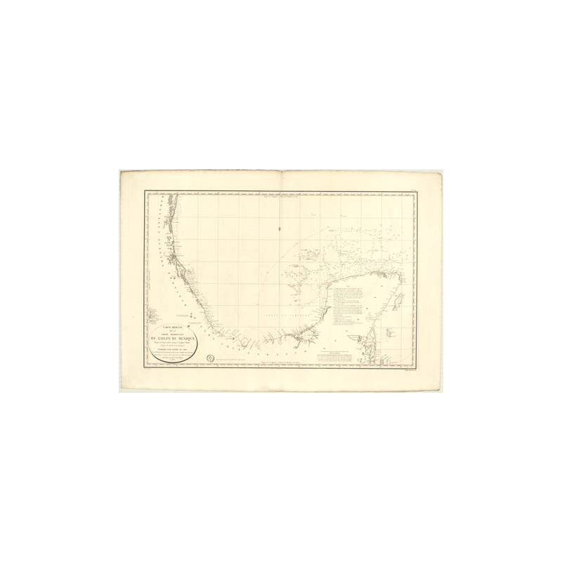 Reproduction carte marine ancienne - 347 - LAGUNA MADRE, CATOCHE (Cap) - ATLANTIQUE, MEXIQUE (Golfe) - (1826 - 1837)