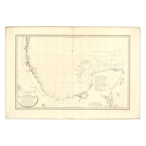 Reproduction carte marine ancienne Shom - 347 - LAGUNA MADRE, CATOCHE (Cap) - Atlantique,MEXIQUE (Golfe) - (1826 - 1837)