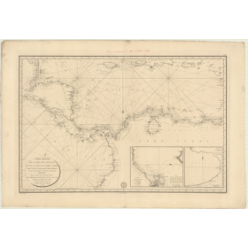 Carte marine ancienne - 348 - TERRE FERME, HONDURAS (Golfe), TRINITE (île) - ATLANTIQUE, ANTILLES (Mer), AMERIQUE DU SUD (Côte N