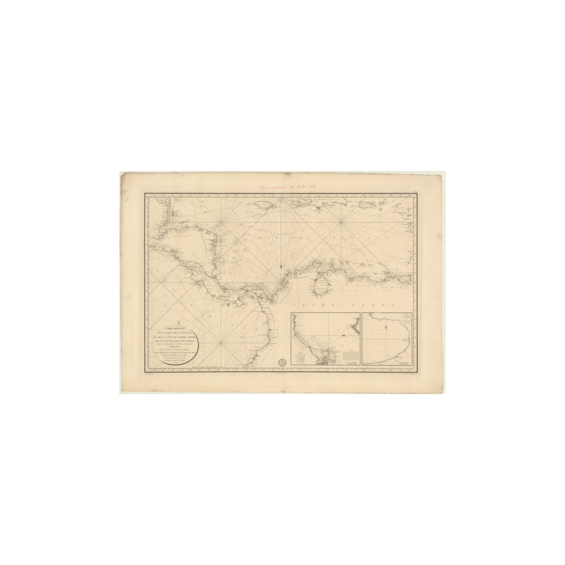 Reproduction carte marine ancienne Shom - 348 - TERRE FERME, HONDURAS (Golfe), TRINITE (île) - Atlantique,ANTILLES (Mer