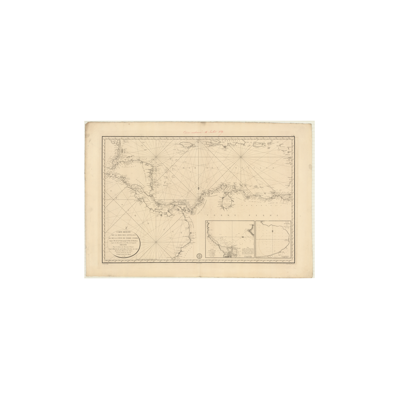 Carte marine ancienne - 348 - TERRE FERME, HONDURAS (Golfe), TRINITE (île) - ATLANTIQUE, ANTILLES (Mer), AMERIQUE DU SUD (Côte N