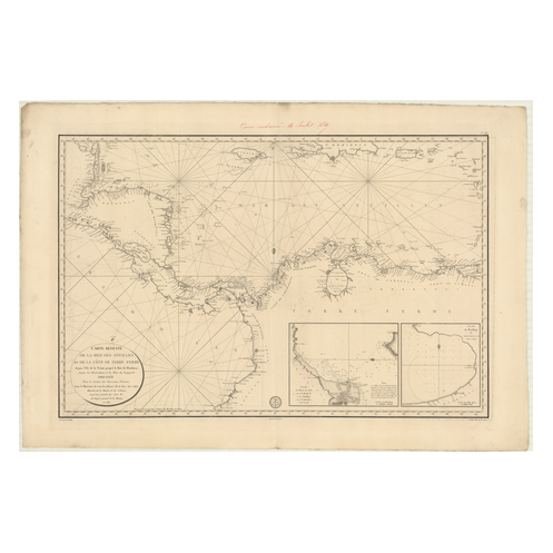 Reproduction carte marine ancienne Shom - 348 - TERRE FERME, HONDURAS (Golfe), TRINITE (île) - Atlantique,ANTILLES (Mer