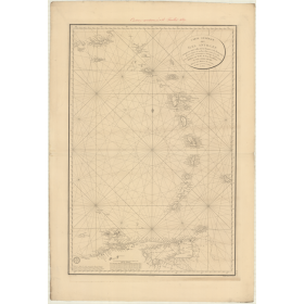 Reproduction carte marine ancienne Shom - 350 - ANTILLES, pORTO, RICO (île), TRINITE (île) - Atlantique - (1806 - 1837