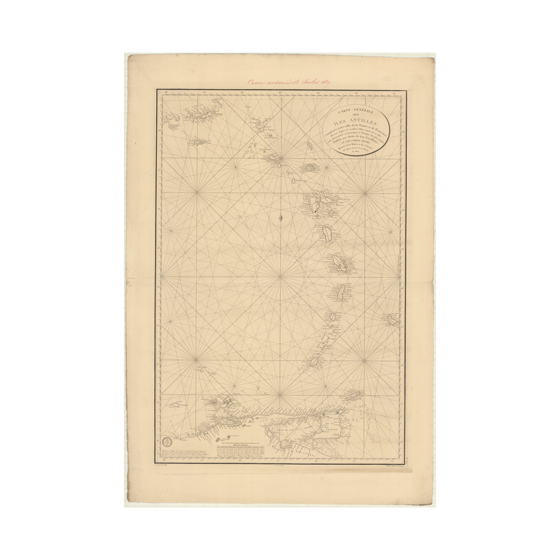 Reproduction carte marine ancienne Shom - 350 - ANTILLES, pORTO, RICO (île), TRINITE (île) - Atlantique - (1806 - 1837