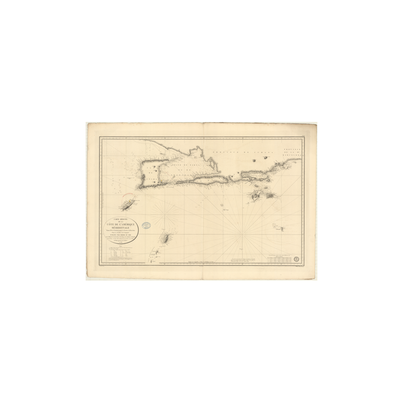Carte marine ancienne - 355 - TORTUGA (île), TRINIDAD (île) - VENEZUELA - ATLANTIQUE, ANTILLES (Mer), AMERIQUE DU SUD (Côte Nord