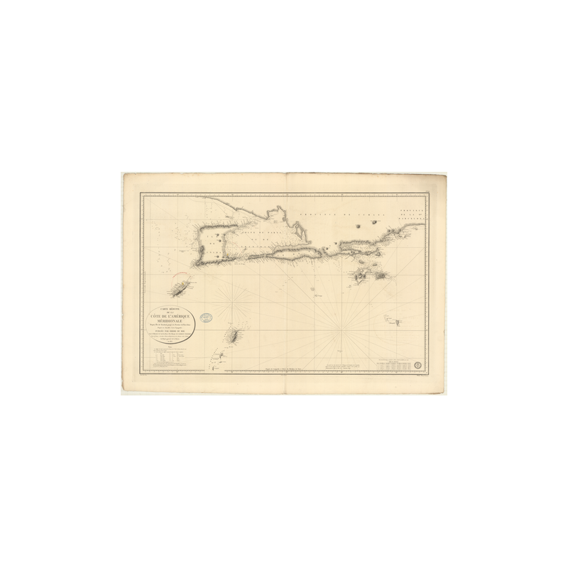 Reproduction carte marine ancienne - 355 - TORTUGA (île), TRINIDAD (île) - VENEZUELA - ATLANTIQUE, ANTILLES (Mer), AMERIQUE DU S