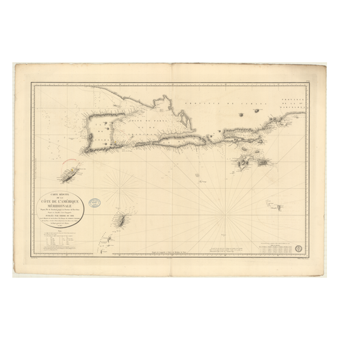 Reproduction carte marine ancienne Shom - 355 - TORTUGA (île), TRINIDAD (île) - VENEZUELA - Atlantique,ANTILLES (Mer),
