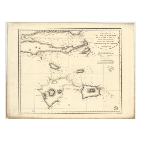 Reproduction carte marine ancienne Shom - 356 - MARGARITA (île), CARIACO (Golfe) - VENEZUELA - Atlantique,ANTILLES (Mer
