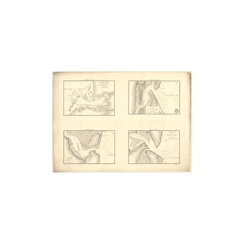 Reproduction carte marine ancienne - 357 - FLORIDE (Côte Ouest), TAMPA (Baie) - ATLANTIQUE, MEXIQUE (Golfe) - (1830 - 1873)