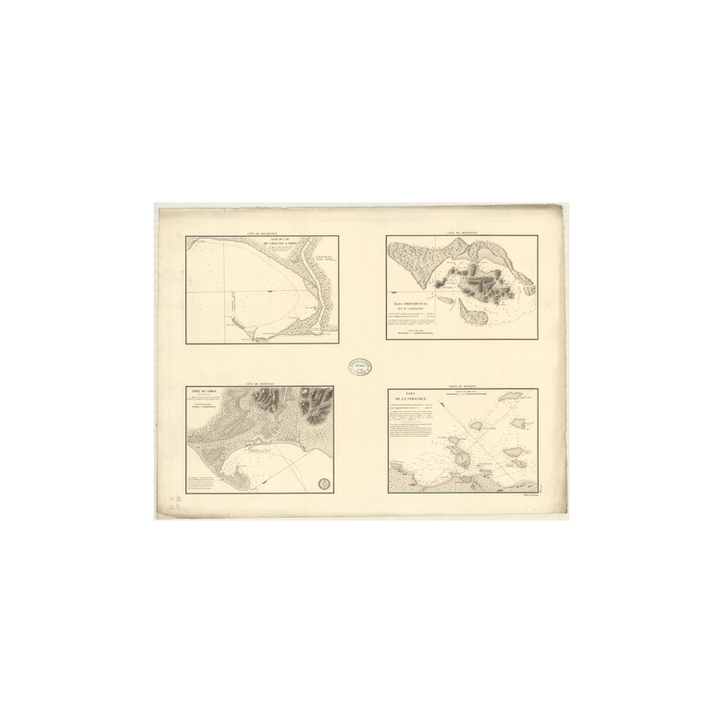 Reproduction carte marine ancienne Shom - 359 - MOSQUITOS, GRACIAS A d'OS (Anse) - Atlantique,ANTILLES (Mer) - (1830 - ?