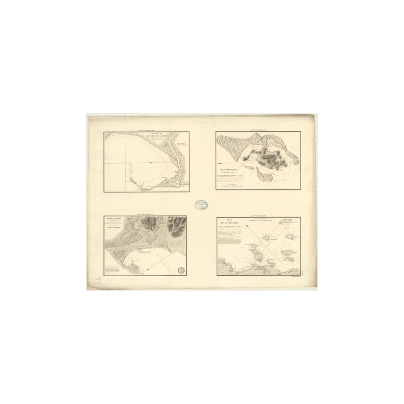 Reproduction carte marine ancienne - 359 - MOSQUITOS, GRACIAS A DIOS (Anse) - ATLANTIQUE, ANTILLES (Mer) - (1830 - ?)