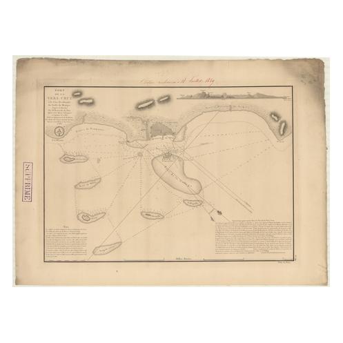 Reproduction carte marine ancienne Shom - 360 - VERACRUZ (Port) - Atlantique,AMERIQUE CENTRALE (Côte Est),MEXIQUE (Golf