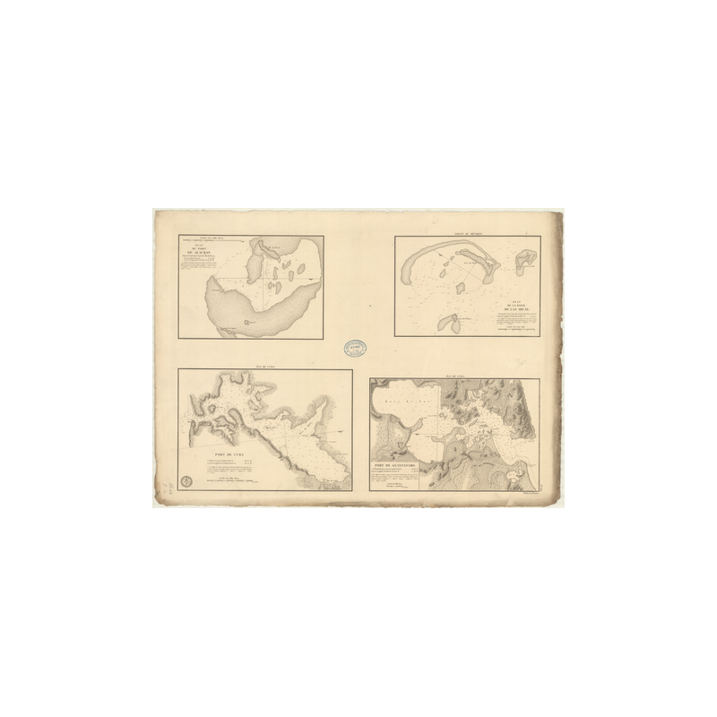 Reproduction carte marine ancienne Shom - 361 - CAMPECHE (Banc), ALACRAN (Port) - Atlantique,MEXIQUE (Golfe) - (1830 - ?