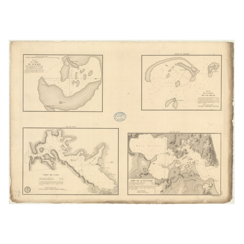 Reproduction carte marine ancienne Shom - 361 - CAMPECHE (Banc), ALACRAN (Port) - Atlantique,MEXIQUE (Golfe) - (1830 - ?