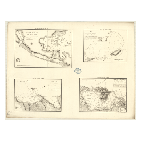 Reproduction carte marine ancienne Shom - 364 - CURACAO (île), SAINTE-ANNA (Baie), TERRE FERME - Atlantique,ANTILLES (M