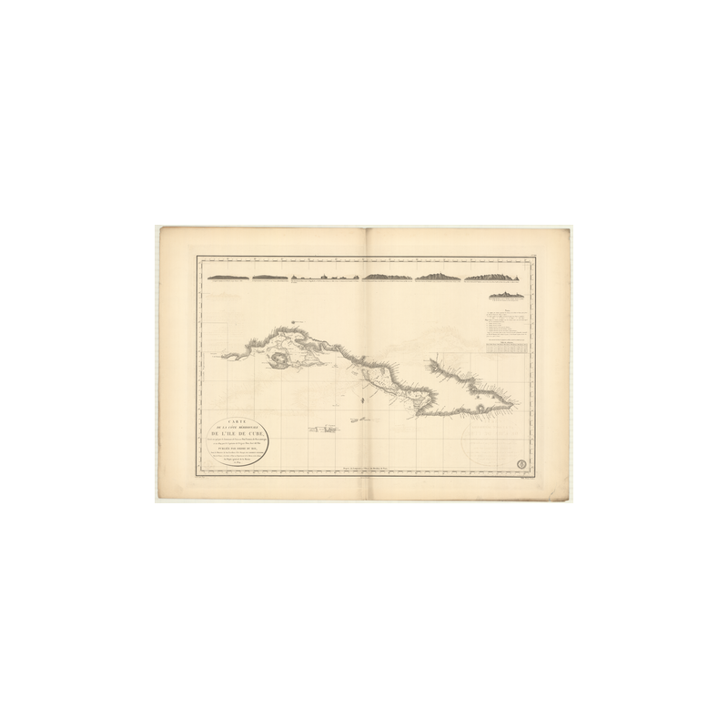 Reproduction carte marine ancienne Shom - 368 - CUBA,CUBA (Côte Sud) - Atlantique,ANTILLES (Mer) - (1824 - ?)