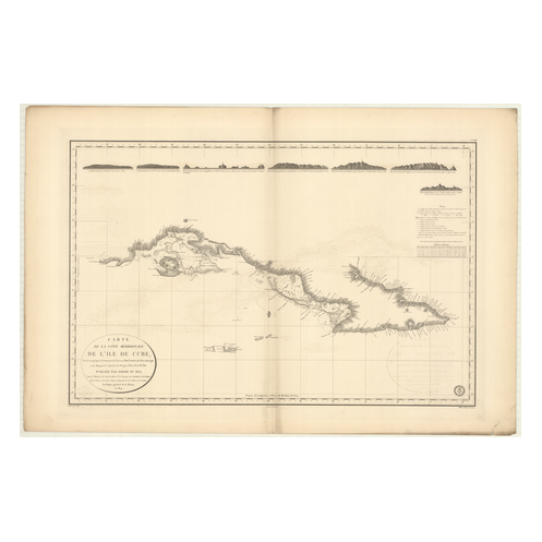 Reproduction carte marine ancienne Shom - 368 - CUBA,CUBA (Côte Sud) - Atlantique,ANTILLES (Mer) - (1824 - ?)