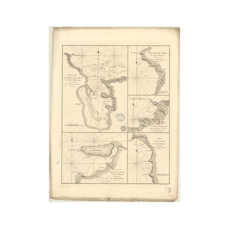 Carte marine ancienne - 374 - ACUL (Baie) - SAINT-DOMINGUE - Atlantique, ANTILLES (Mer) - (1787 - 1890)