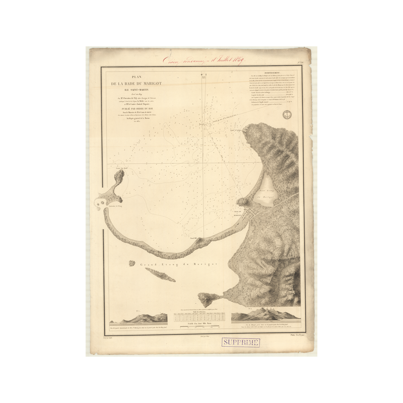 Reproduction carte marine ancienne - 378 - SAINT-MARTIN (île), MARIGOT (Rade) - ATLANTIQUE, ANTILLES (Mer) - (1831 - ?)