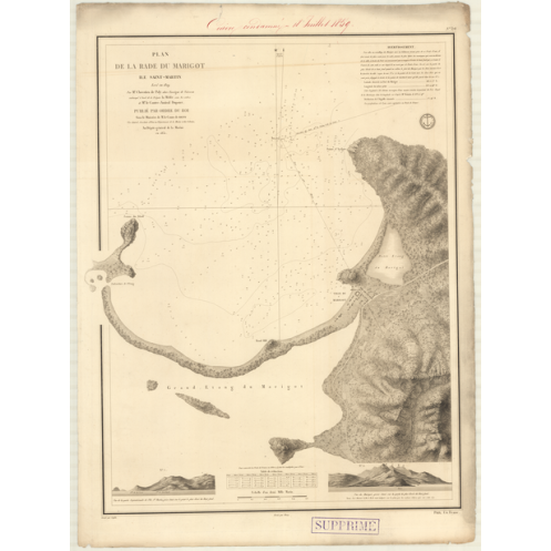 Reproduction carte marine ancienne Shom - 378 - SAINT-MARTIN (île), MARIGOT (Rade) - Atlantique,ANTILLES (Mer) - (1831