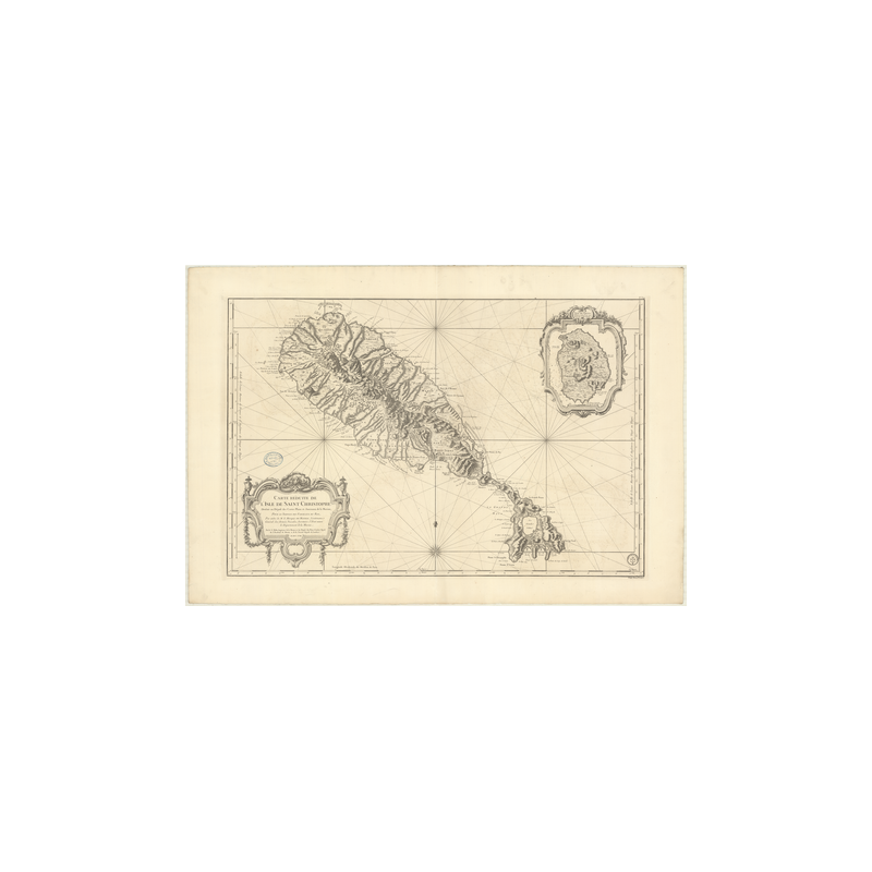 Reproduction carte marine ancienne - 379 - SAINT-CHRISTOPHE (île), NIEVES (île), NEVIS (île) - ATLANTIQUE, ANTILLES (Mer) - (175